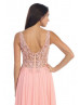 Chiffon Lace Beads Sexy Long Prom Dress